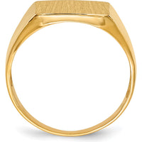 10K Yellow Gold Open Back Men's Signet Ring with Satin and Polished Finish - Sizeable from 8 to 12