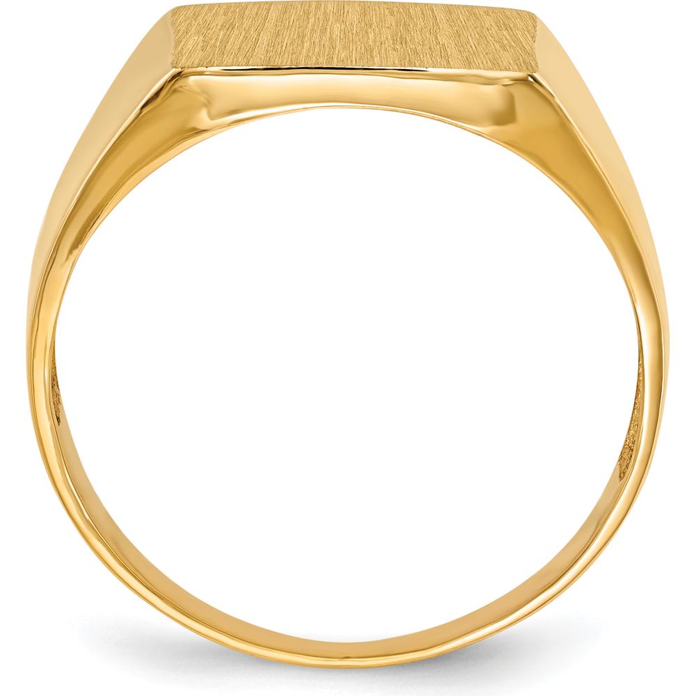 10K Yellow Gold Open Back Men's Signet Ring with Satin and Polished Finish - Sizeable from 8 to 12