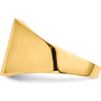 10K Yellow Gold Open Back Men's Signet Ring with Satin and Polished Finish - Sizeable from 8 to 12