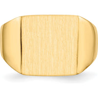 10K Yellow Gold Open Back Men's Signet Ring with Satin and Polished Finish - Sizeable from 8 to 12