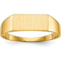 10K Yellow Gold Open Back Signet Ring with Polished & Brushed Finish - 5.5x12.0mm Top Width