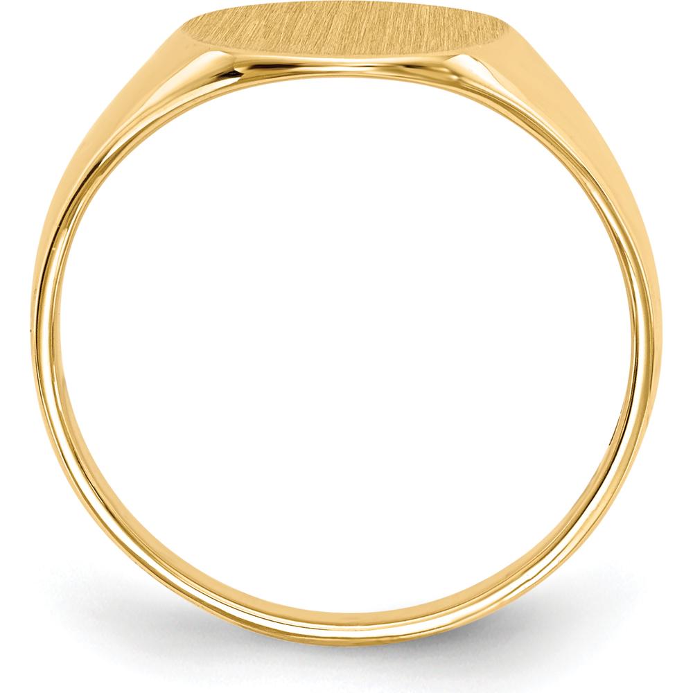 10K Yellow Gold Open Back Signet Ring with Satin and Brushed Finish - Unisex, Engravable