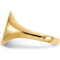 10K Yellow Gold Open Back Signet Ring with Satin and Brushed Finish - Unisex, Engravable