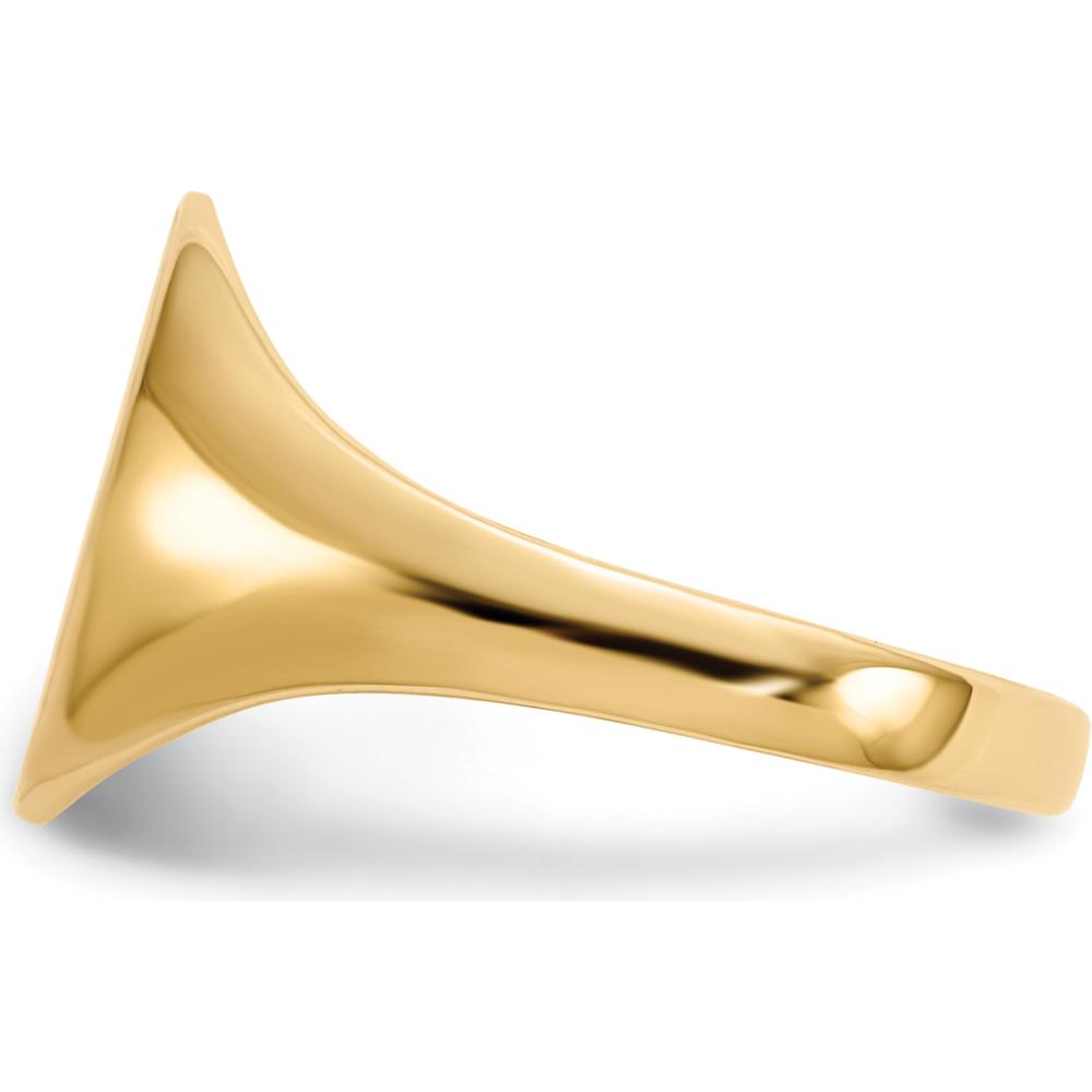 10K Yellow Gold Open Back Signet Ring with Satin and Brushed Finish - Unisex, Engravable