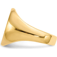 10K Yellow Gold Open Back Signet Ring with Satin & Polished Finish - Engravable, 18.5x14mm Top, Tapered Band