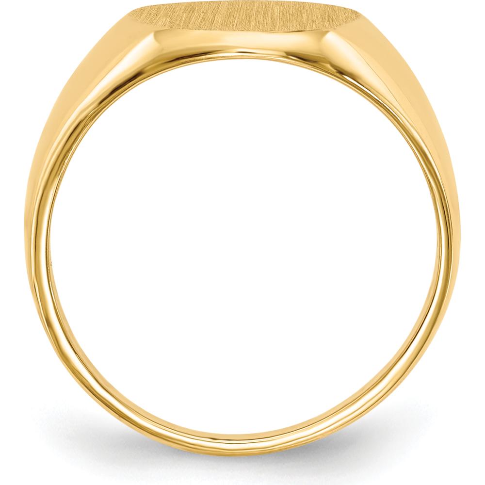 10K Yellow Gold Open Back Signet Ring with Satin Finish and Polished Detailing - Engravable, Unisex Design