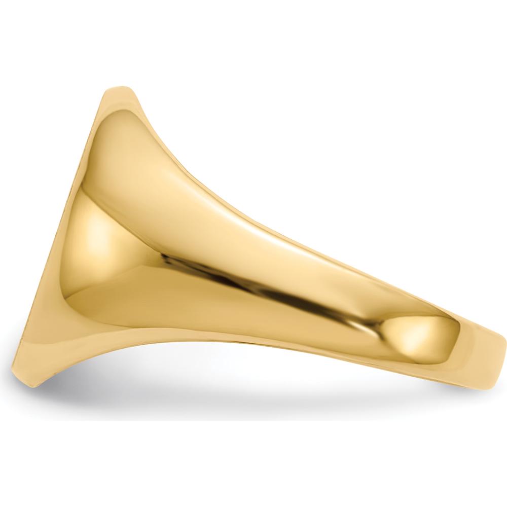 10K Yellow Gold Open Back Signet Ring with Satin Finish and Polished Detailing - Engravable, Unisex Design