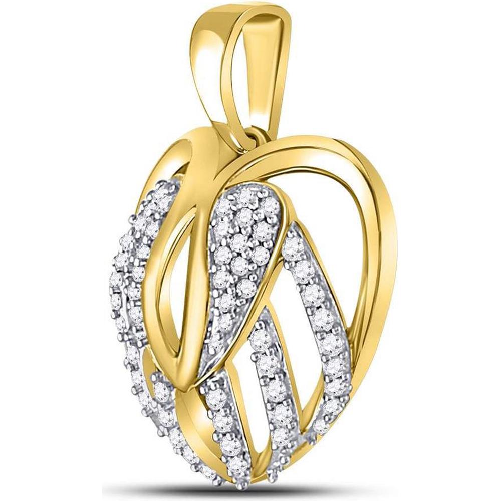10K Yellow Gold Open Heart Pendant Necklace with Prong-Set Round Diamonds - 0.20 Carat Total Diamond Weight