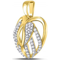 10K Yellow Gold Open Heart Pendant Necklace with Prong-Set Round Diamonds - 0.20 Carat Total Diamond Weight
