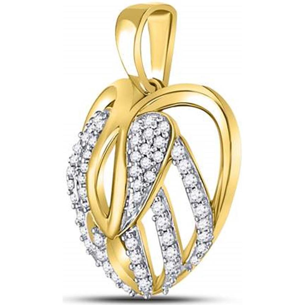 10K Yellow Gold Open Heart Pendant Necklace with Prong-Set Round Diamonds - 0.20 Carat Total Diamond Weight