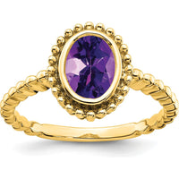 10K Yellow Gold Oval Amethyst Ring - 1 Carat Amethyst Gemstone by 0