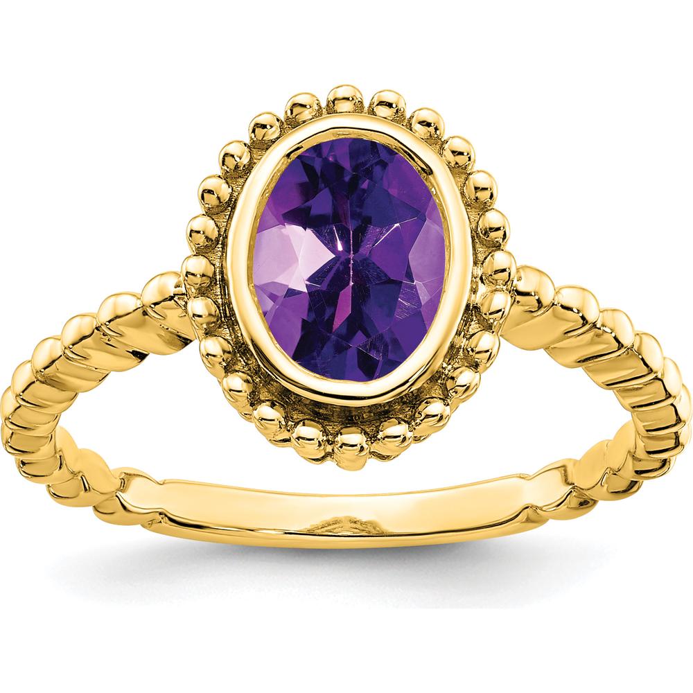 10K Yellow Gold Oval Amethyst Ring - 1 Carat Amethyst Gemstone by 0