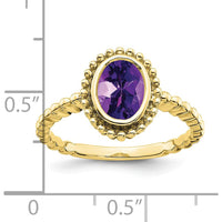 10K Yellow Gold Oval Amethyst Ring - 1 Carat Amethyst Gemstone by 0