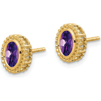 10K Yellow Gold Oval Amethyst Stud Earrings - 0.90 Carat Total Amethyst Weight by Monteluci Fine Jewelry