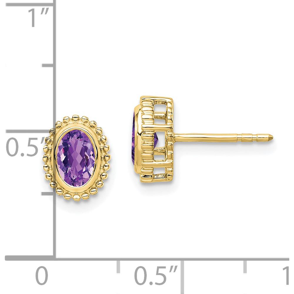 10K Yellow Gold Oval Amethyst Stud Earrings - 0.90 Carat Total Amethyst Weight by Monteluci Fine Jewelry