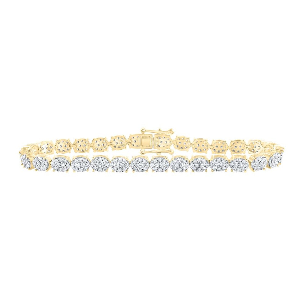 10K Yellow Gold Oval Diamond 7-Inch Bracelet - 2 3/4 Carat Total Diamond Weight