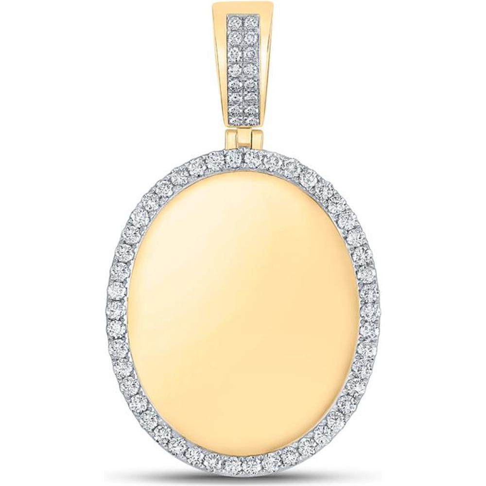 10K Yellow Gold Oval Diamond Pendant with Prong Set Round Diamonds - 1.62 Carat Total Diamond Weight