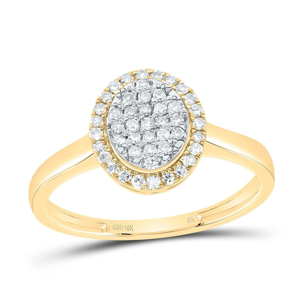 10K Yellow Gold Oval Diamond Ring - 1/4 Carat Total Diamond Weight