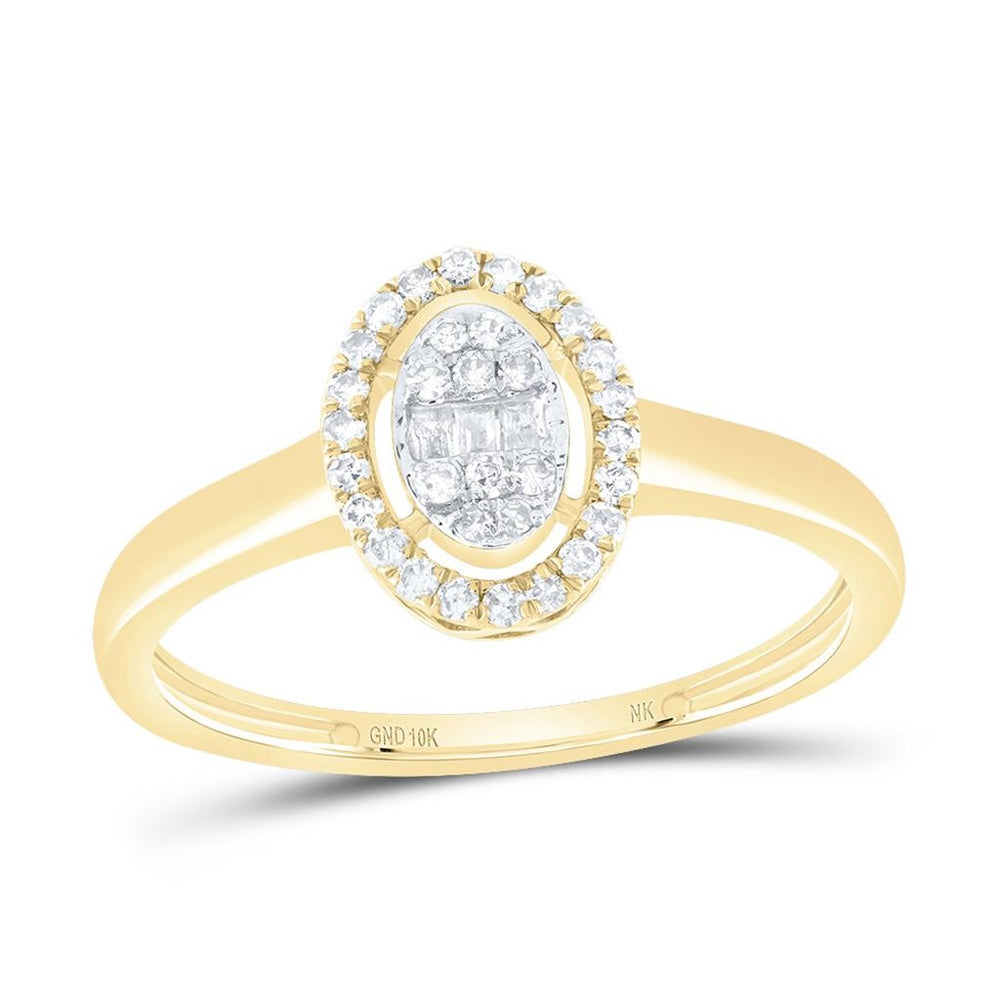 10K Yellow Gold Oval Diamond Ring - 1/5 Carat Total Diamond Weight