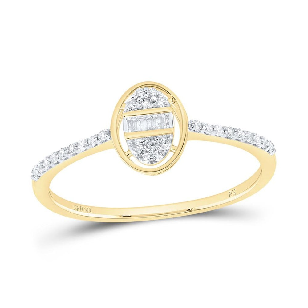 10K Yellow Gold Oval Diamond Ring - 1/7 Carat Total Diamond Weight