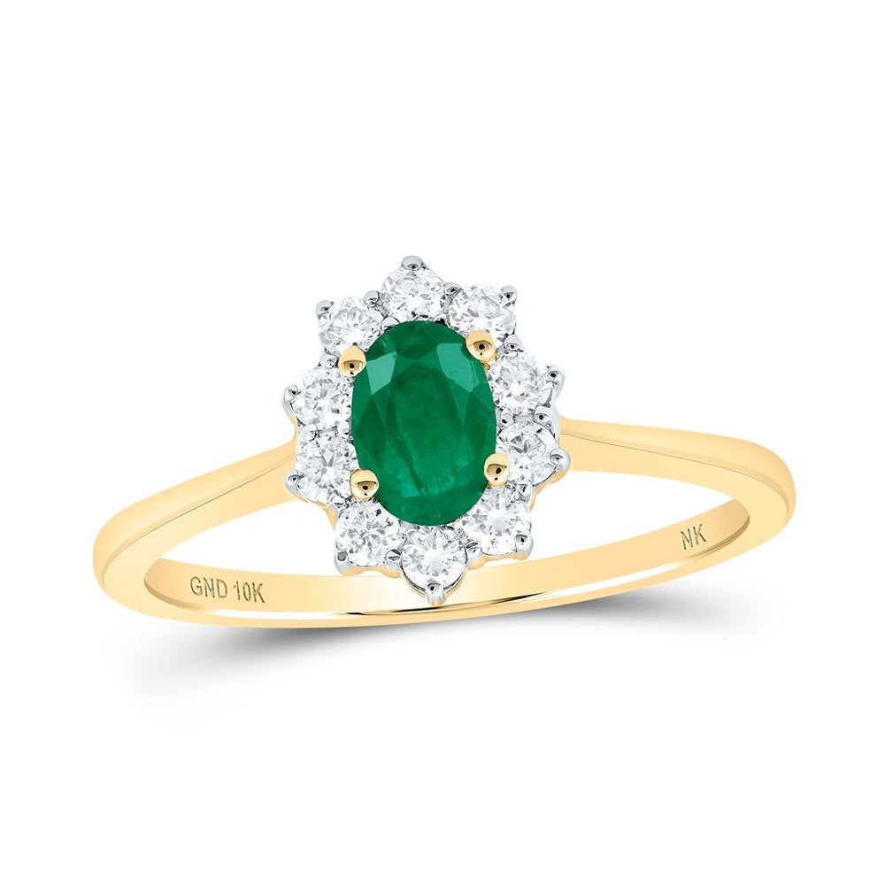 10K Yellow Gold Oval Diamond Ring - 5/8 Carat Total Gemstone Weight