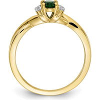 10K Yellow Gold Oval Emerald Ring with Diamond Accents - 0.20 Carat Total Diamond Weight by 0