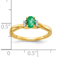 10K Yellow Gold Oval Emerald Ring with Diamond Accents - 0.20 Carat Total Diamond Weight by 0