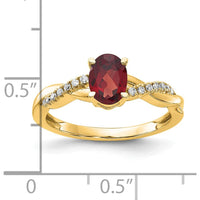 10K Yellow Gold Oval Garnet and Diamond Ring with Round Diamonds - 0.725 Carat Garnet, 0.006 Carat Diamonds by 0