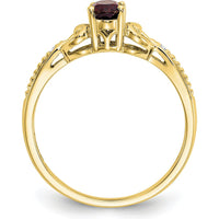10K Yellow Gold Oval Garnet and Round Diamond Ring - 0.60 Carat Total Garnet Weight
