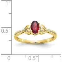10K Yellow Gold Oval Garnet and Round Diamond Ring - 0.60 Carat Total Garnet Weight