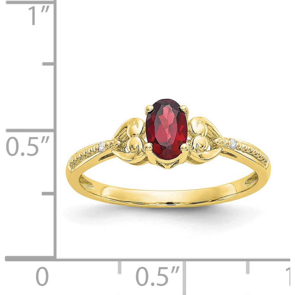 10K Yellow Gold Oval Garnet and Round Diamond Ring - 0.60 Carat Total Garnet Weight
