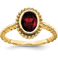 10K Yellow Gold Oval Garnet Ring - 1 Carat Natural Garnet by 0