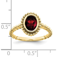 10K Yellow Gold Oval Garnet Ring - 1 Carat Natural Garnet by 0