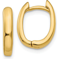 10K Yellow Gold Oval Hinged Hoop Earrings - Polished Finish, 7mm Length, 3mm Width