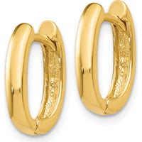 10K Yellow Gold Oval Hinged Hoop Earrings - Polished Finish, 7mm Length, 3mm Width