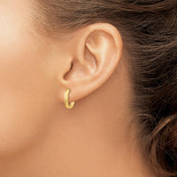 10K Yellow Gold Oval Hinged Hoop Earrings - Polished Finish, 7mm Length, 3mm Width
