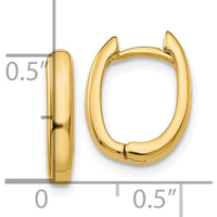 10K Yellow Gold Oval Hinged Hoop Earrings - Polished Finish, 7mm Length, 3mm Width