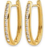10K Yellow Gold Oval Hinged Hoop Earrings with 0.50 Carat Diamond by Oro Pregiato