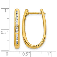 10K Yellow Gold Oval Hinged Hoop Earrings with 0.50 Carat Diamond by Oro Pregiato