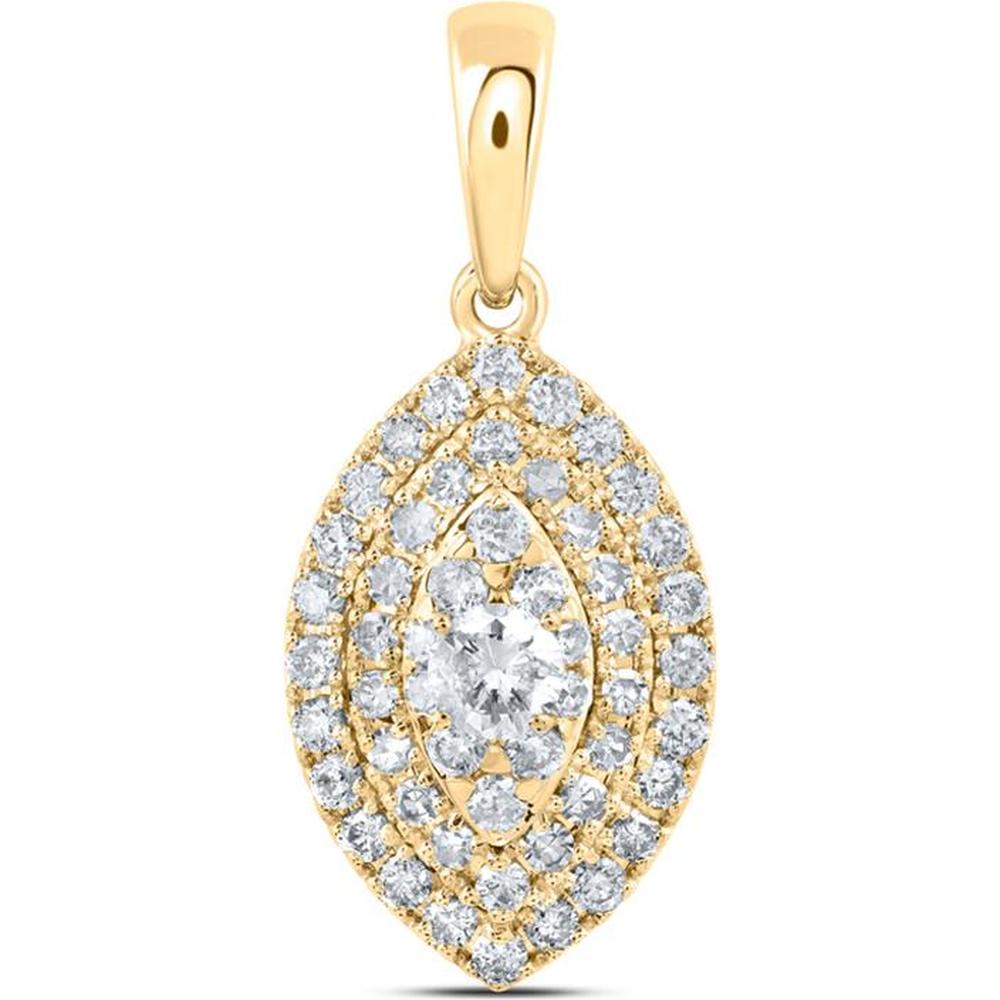 10K Yellow Gold Oval Pendant with Round Diamonds - ½ Carat Total Diamond Weight