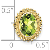 10K Yellow Gold Oval Peridot Pendant with Beaded Edge - 1 Carat Total Peridot Weight by Lumare Gioia