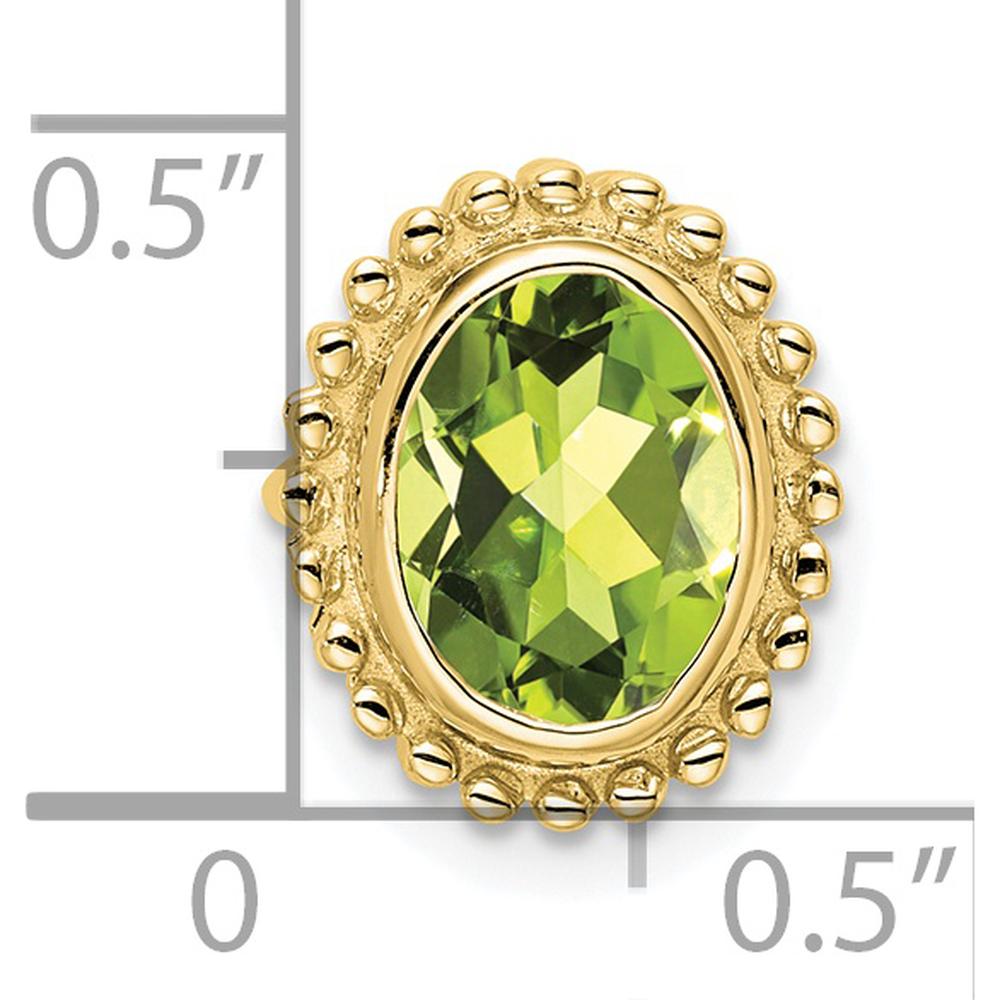 10K Yellow Gold Oval Peridot Pendant with Beaded Edge - 1 Carat Total Peridot Weight by Lumare Gioia