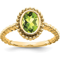 10K Yellow Gold Oval Peridot Ring - 1.00 Carat Natural Peridot by 0