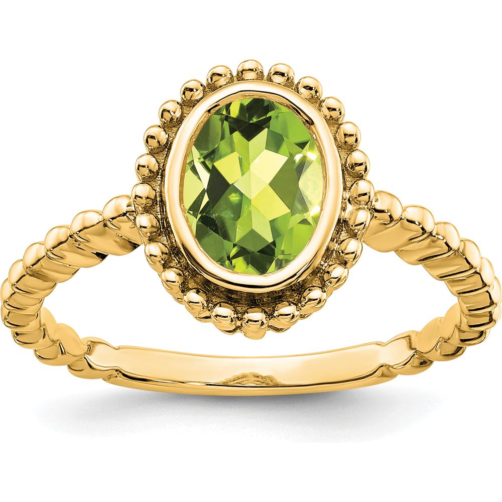10K Yellow Gold Oval Peridot Ring - 1.00 Carat Natural Peridot by 0