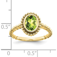 10K Yellow Gold Oval Peridot Ring - 1.00 Carat Natural Peridot by 0