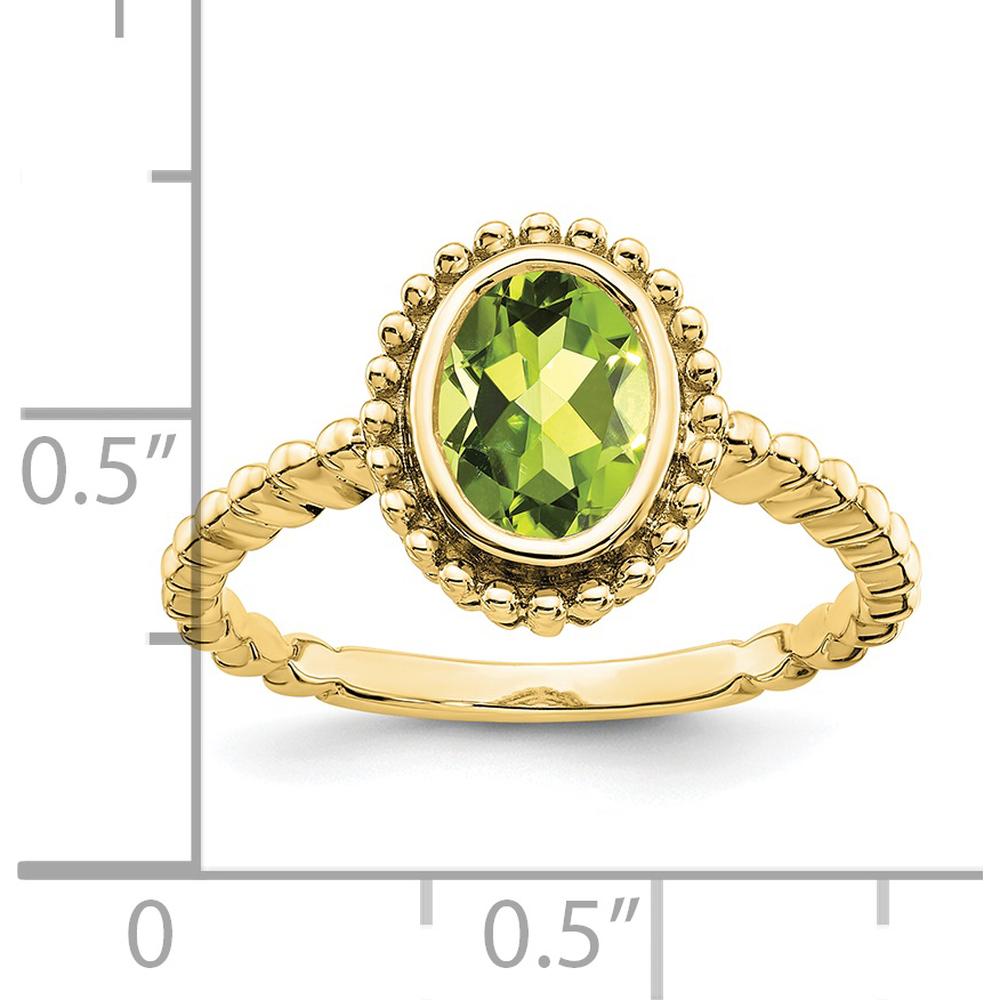 10K Yellow Gold Oval Peridot Ring - 1.00 Carat Natural Peridot by 0