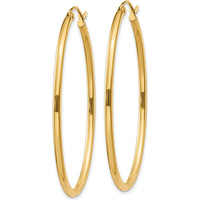 10K Yellow Gold Oval Polished Hoop Earrings - 28mm Length