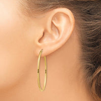 10K Yellow Gold Oval Polished Hoop Earrings - 28mm Length
