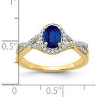 10K Yellow Gold Oval Sapphire and Diamond Halo Ring - 1.0 Carat Total Sapphire Weight, 0.21 Carat Total Diamond Weight by 0
