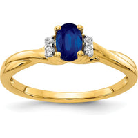 10K Yellow Gold Oval Sapphire Ring with Round Diamonds - 0.6 Carat Sapphire, 0.048 Carat Diamonds by 0